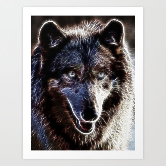 Magical Dark Wolf Art Print