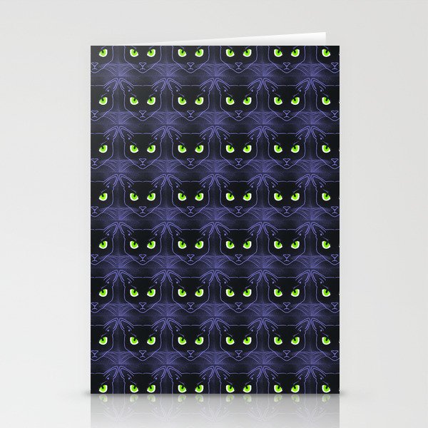 Modern Black Cats Periwinkle Outline Stationery Cards