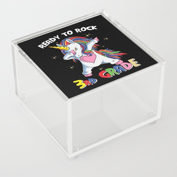 Ready To Rock 3rd Grade Dabbing Unicorn Acrylic Box