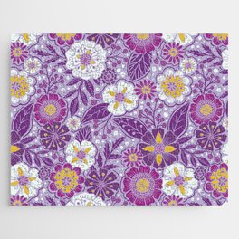 Purple, Yellow & Magenta Floral Jigsaw Puzzle