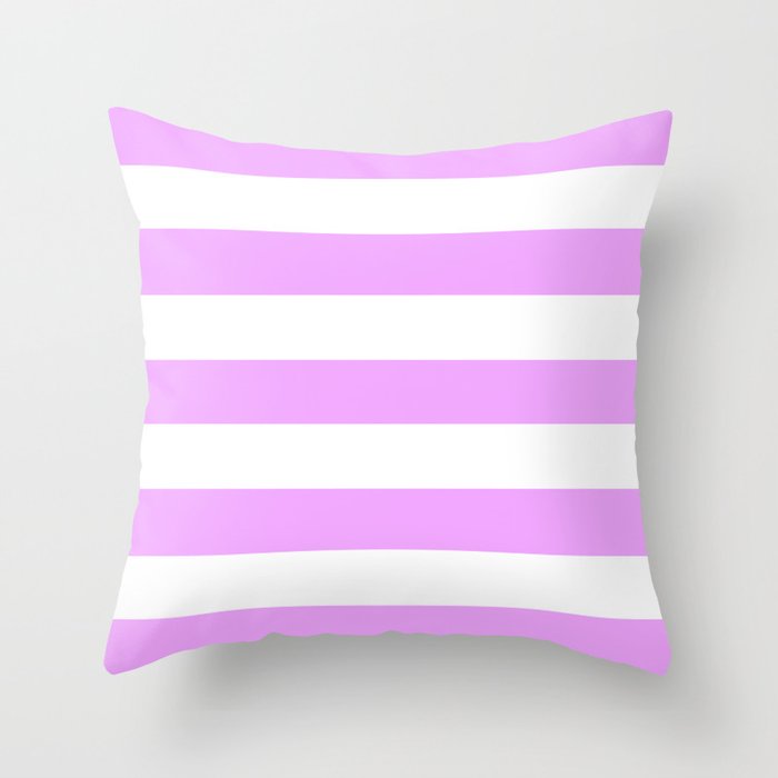 Rich brilliant lavender - solid color - white stripes pattern Throw Pillow