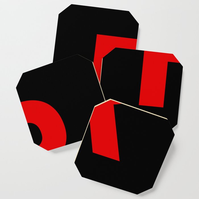 Letter R (Red & Black) Coaster
