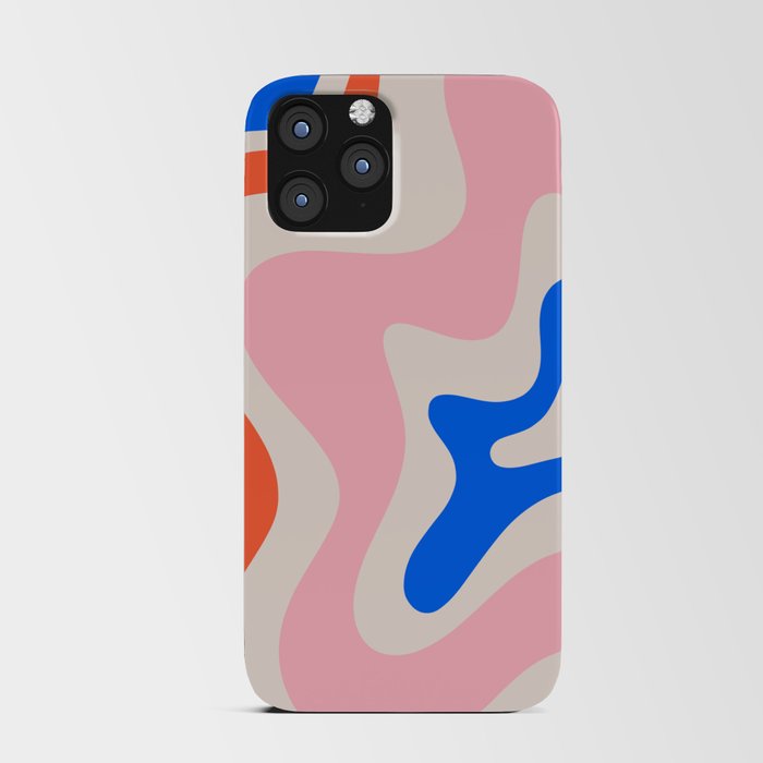 Retro Liquid Swirl Abstract Pattern Square Pink, Orange, and Royal Blue iPhone Card Case