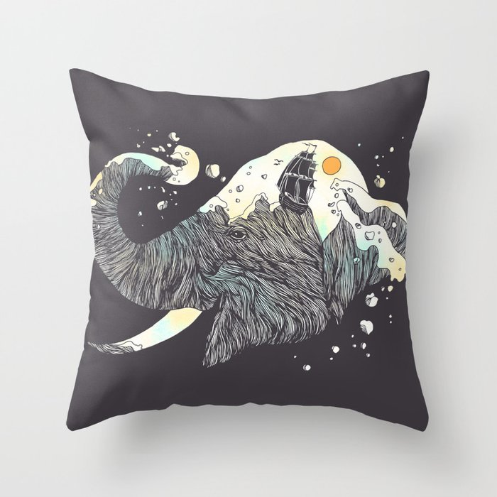 The Grey Gust and the Savage Sea Throw Pillow