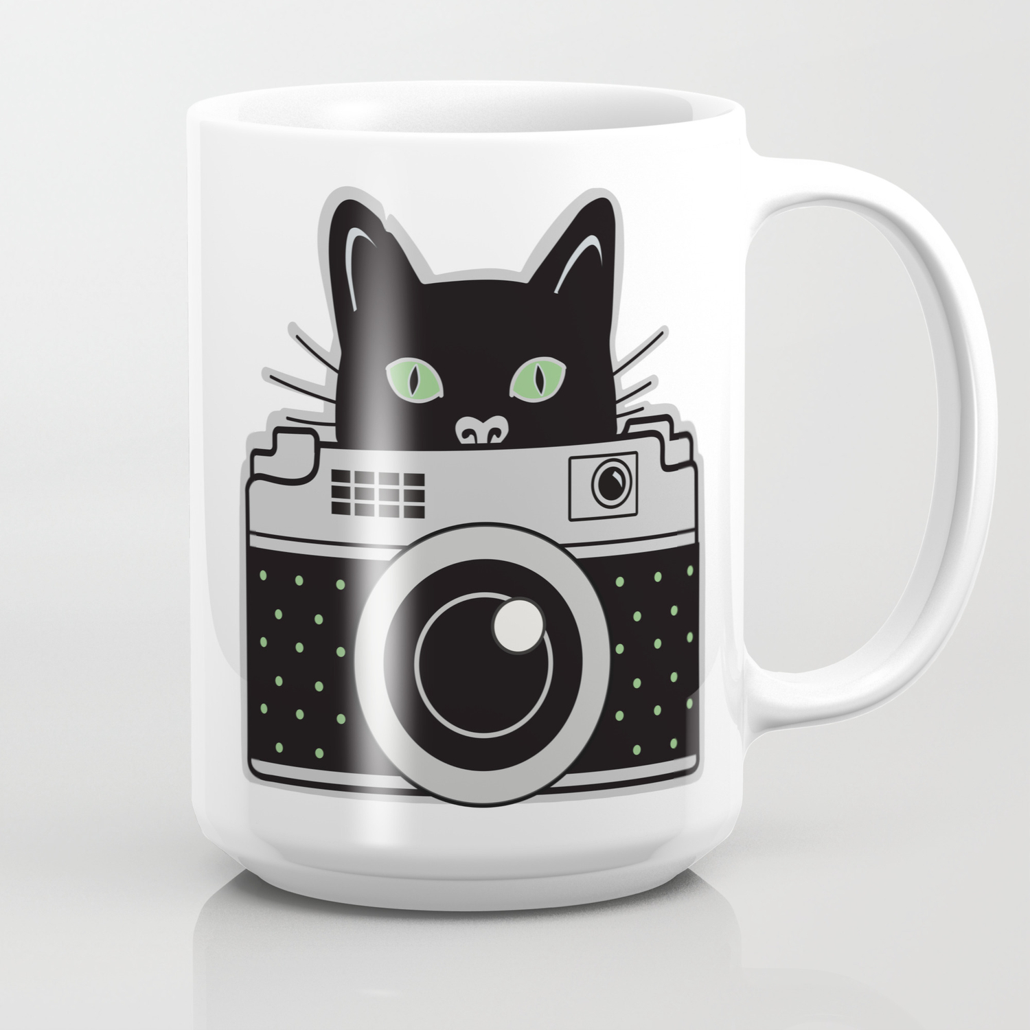 Black Cat And Camera Coffee Mug By Vstefanidis Society6