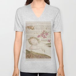 Allegory; sleeping female nude dreaming with spring flowers portrait painting by Maurice Denis V Neck T Shirt