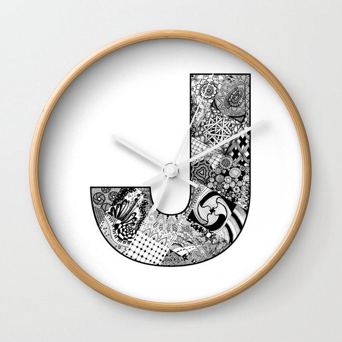 Cutout Letter J Wall Clock By Doodlingtogether Society6