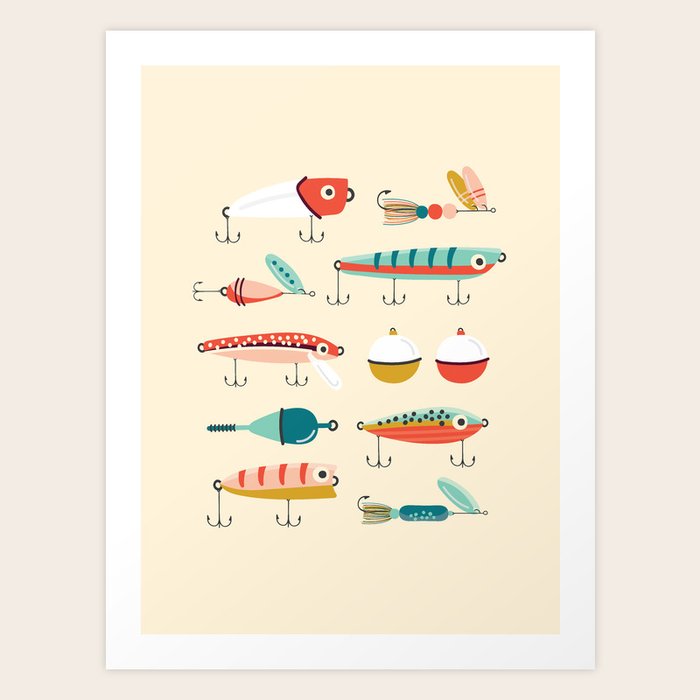 Fishing Lures Art Print by Allison Romero Design Society6