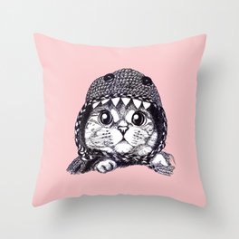 Cat in Sweater Throw Pillow