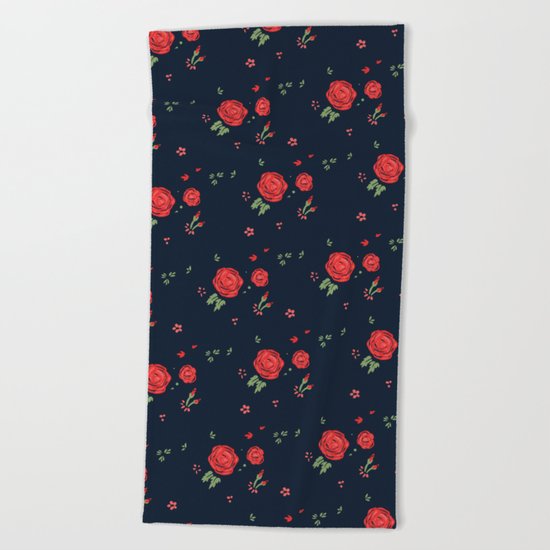 Classic western rose pattern Beach Towel
