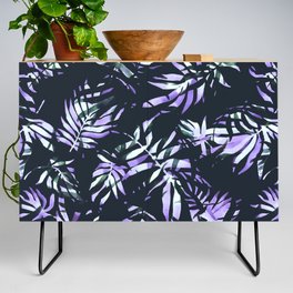 Dark abstract tropical leaves D1 Credenza