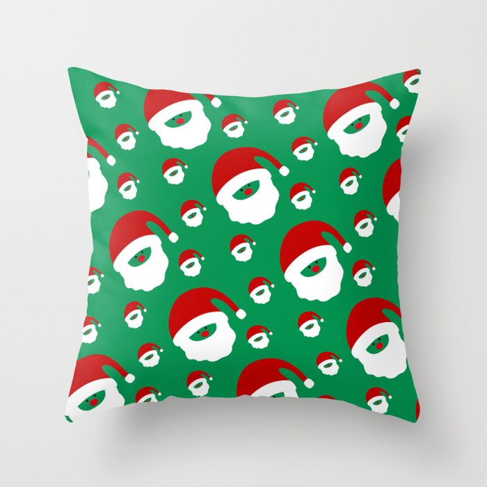 Christmas Santa Claus on Green Throw Pillow