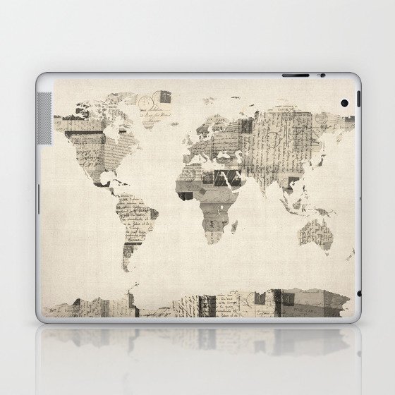 Map of the World Map from Old Postcards Laptop & iPad Skin