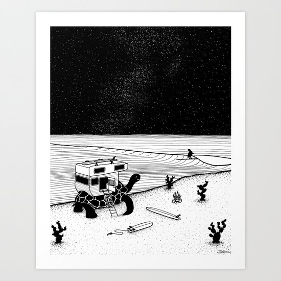 Turtle Surfari Art Print
