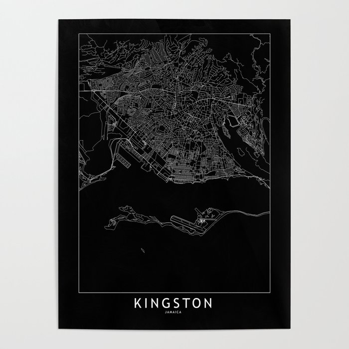 Kingston Black Map Poster