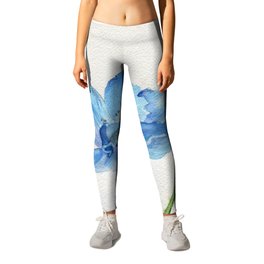 Blue North Leggings | Minimalism, Expressionism, Floral, Watercolor, Himalayanbluepoppy, Poppy, Poppies, Blue, Botanical, Bluepoppy 