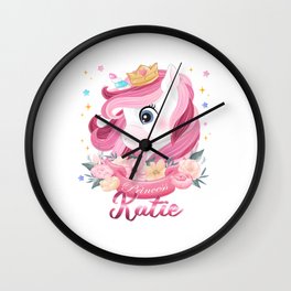 Katie Name Unicorn, Birthday Gift for Unicorn Princess Wall Clock