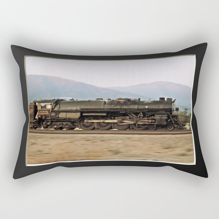 Steam Train Locomotive. Santa Fe 3751. © J. Montague. Rectangular Pillow