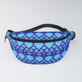 Wicker twisted pattern of wire and blue arrows on a light blue background. Fanny Pack | Chaotic, Diagonal, Plexus, Linear, Curve, Irregular, Grid, Lattice, Tile, Ornament 