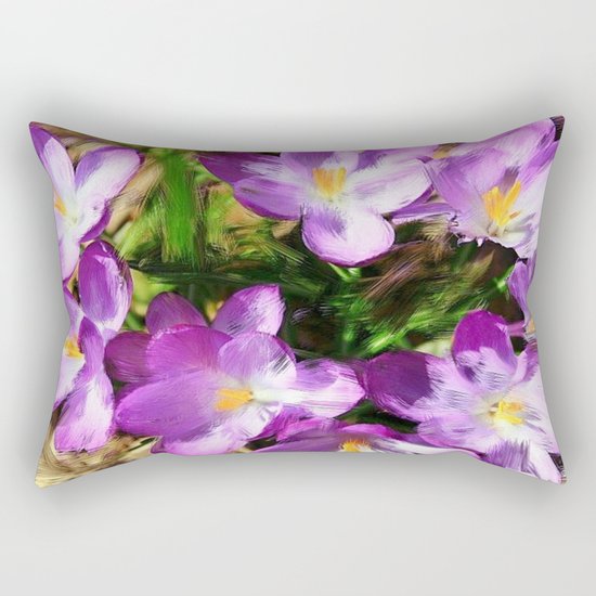 Spring In the Air - Painterly Crocuses Rectangular Pillow