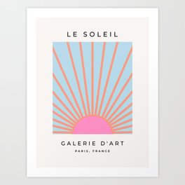 Le Soleil | 02 - Abstract Retro Sun Pink And Blue Print Preppy Modern Sunshine Art Print