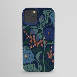Klimt flower dark blue iPhone Case