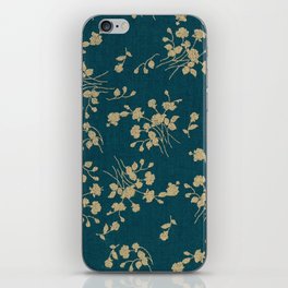 Gold Green Blue Flower Sihlouette iPhone Skin