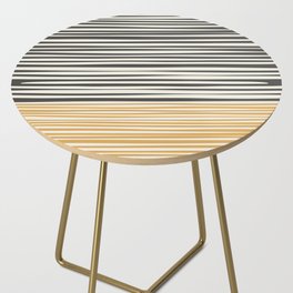 Natural Stripes Modern Minimalist Colour Block Pattern Charcoal Grey, Muted Mustard Gold, and Cream Beige Side Table