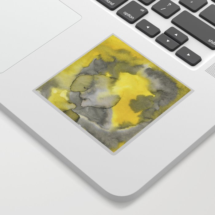 Hand painted gray yellow abstract watercolor pattern Sticker