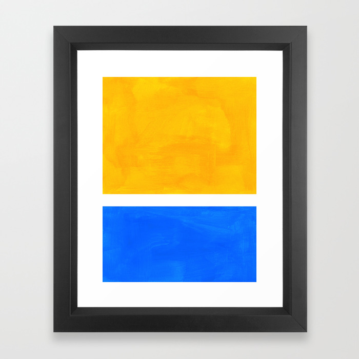 Primary Yellow Cerulean Blue Mid Century Modern Abstract
