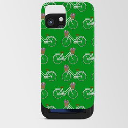 Bicycle with flower basket on green iPhone Card Case