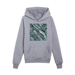 Teal Gold Gemstone Marble Kids Pullover Hoodies