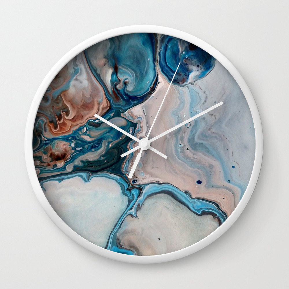 Blue Abstract Acrylic Painting Fluid Technique Close Up Wall