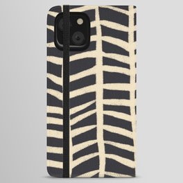 Contrasting Branches Doodle in Black and Cream iPhone Wallet Case