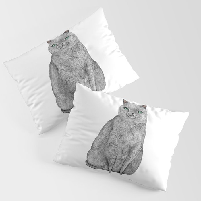 Grey Cat Pillow Sham