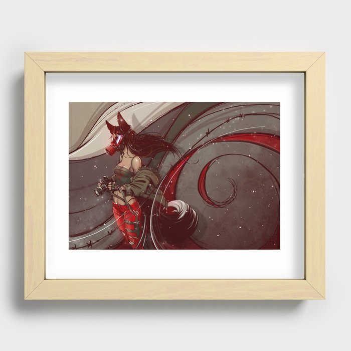 Fox in a gas mask Recessed Framed Print