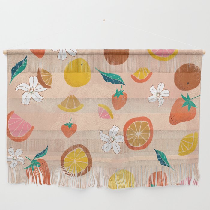 Peach back blossoms and citrus berry Wall Hanging