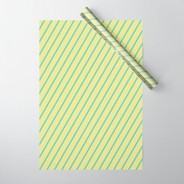 [ Thumbnail: Turquoise & Tan Colored Stripes Pattern Wrapping Paper ]