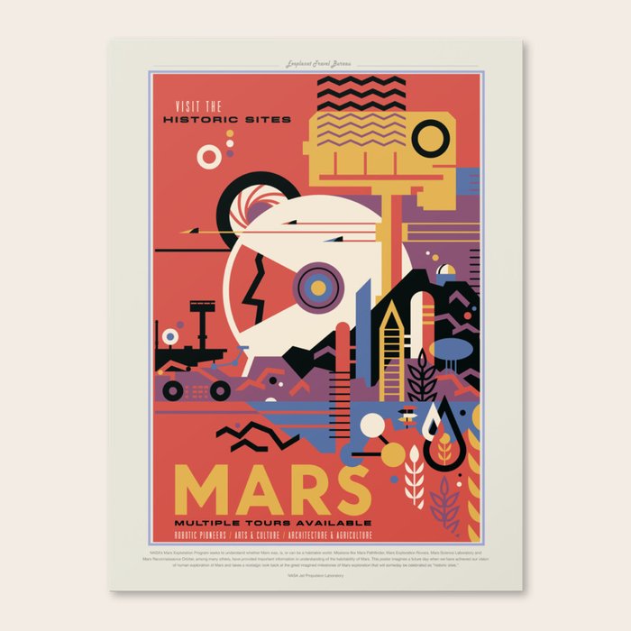 Retro Space Travel Poster NASA-Mars. Canvas Print by Mumintroll | Society6