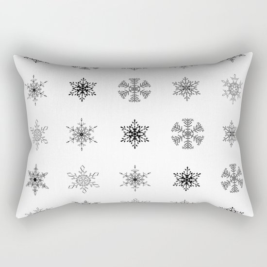 Snowflake Pattern - Black and white winter snowflake pattern artwork Rectangular Pillow