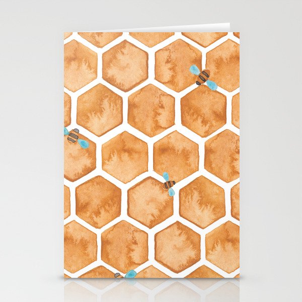 Honey Bee Hexagons Stationery Cards