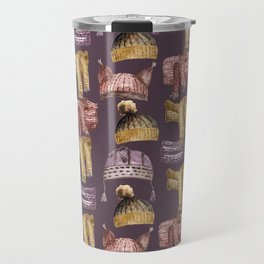 Watercolor hats and scarves pattern Travel Mug