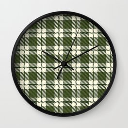 Herbal Green Chive Tartan Plaid Pattern Wall Clock