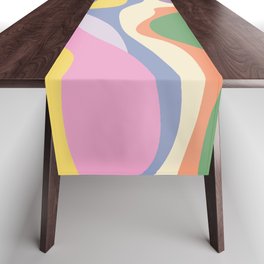 Retro Colorful Swirl Pattern Table Runner