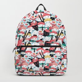 Kawaii Sushi Crowd Backpack | Eat, Sushi, Graphicdesign, Temaki, Digital, Mint, Selmacardoso, Pink, Japanese, Kawaii 