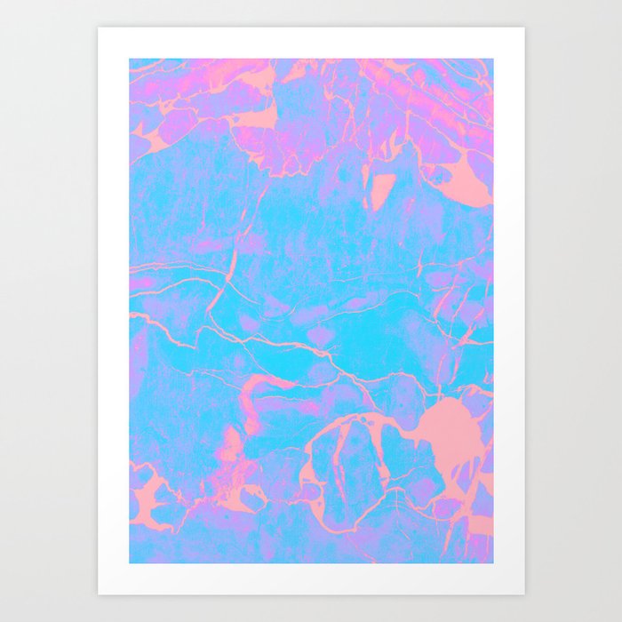 Pink and Blue Marble Art Print