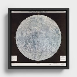 Vintage Lunar Moon Map, 1960s Framed Canvas
