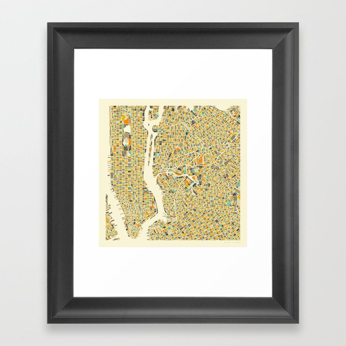 New York Map Framed Art Print