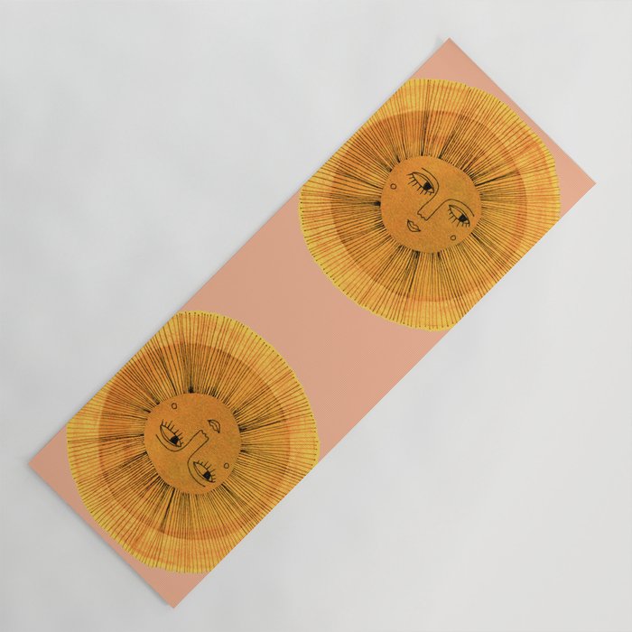 Sun Drawing Gold and Pink Yoga Mat