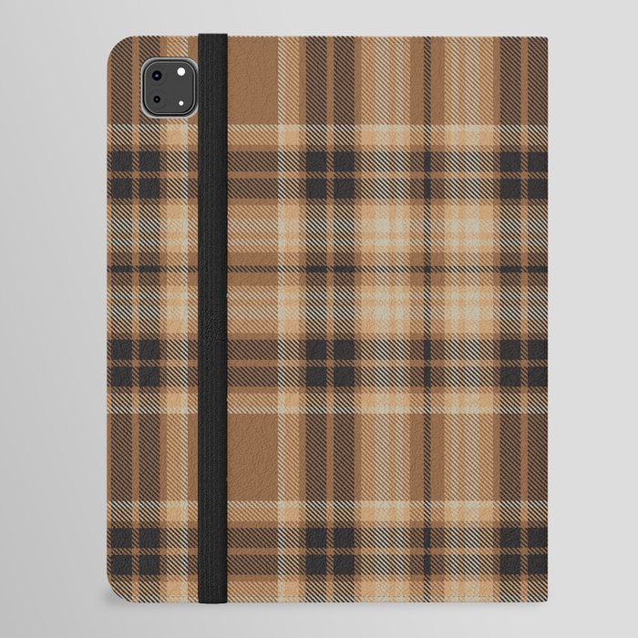 Brown Ombre Plaid Tartan Textured Pattern iPad Folio Case